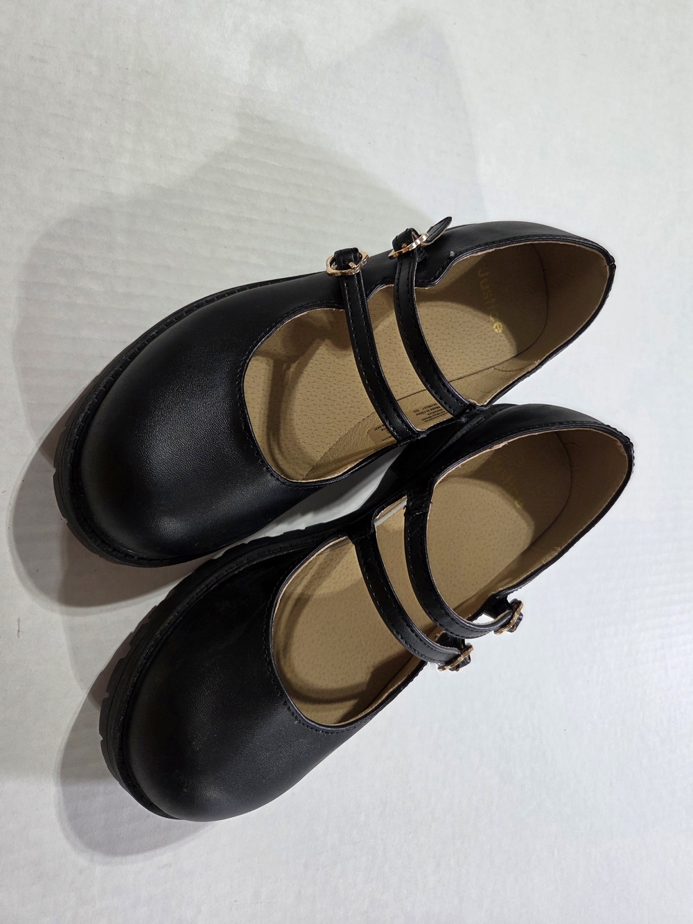 Justice Black Double-Strap Mary Jane Dress Shoes